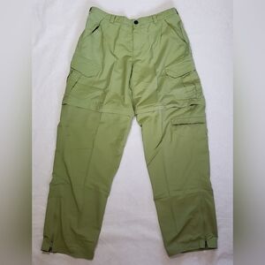 Women's White Sierra Lime Green Cargo Pants Zip Off Pantleg to Shorts 28" Waist